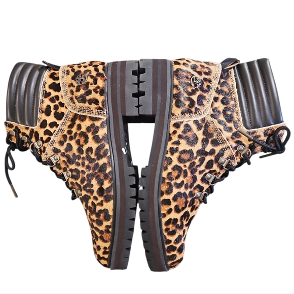 New Timberland London Square Leopard Calf Hair Hiker Boots 9 - Picture 14 of 16